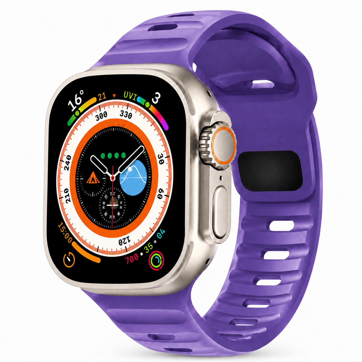 Premium Silicone Sport Watch Band Soft Waterproof Breathable Adjustable Replacement Strap Lightweight Sports Band Compatible with iPhone Everyday Wear