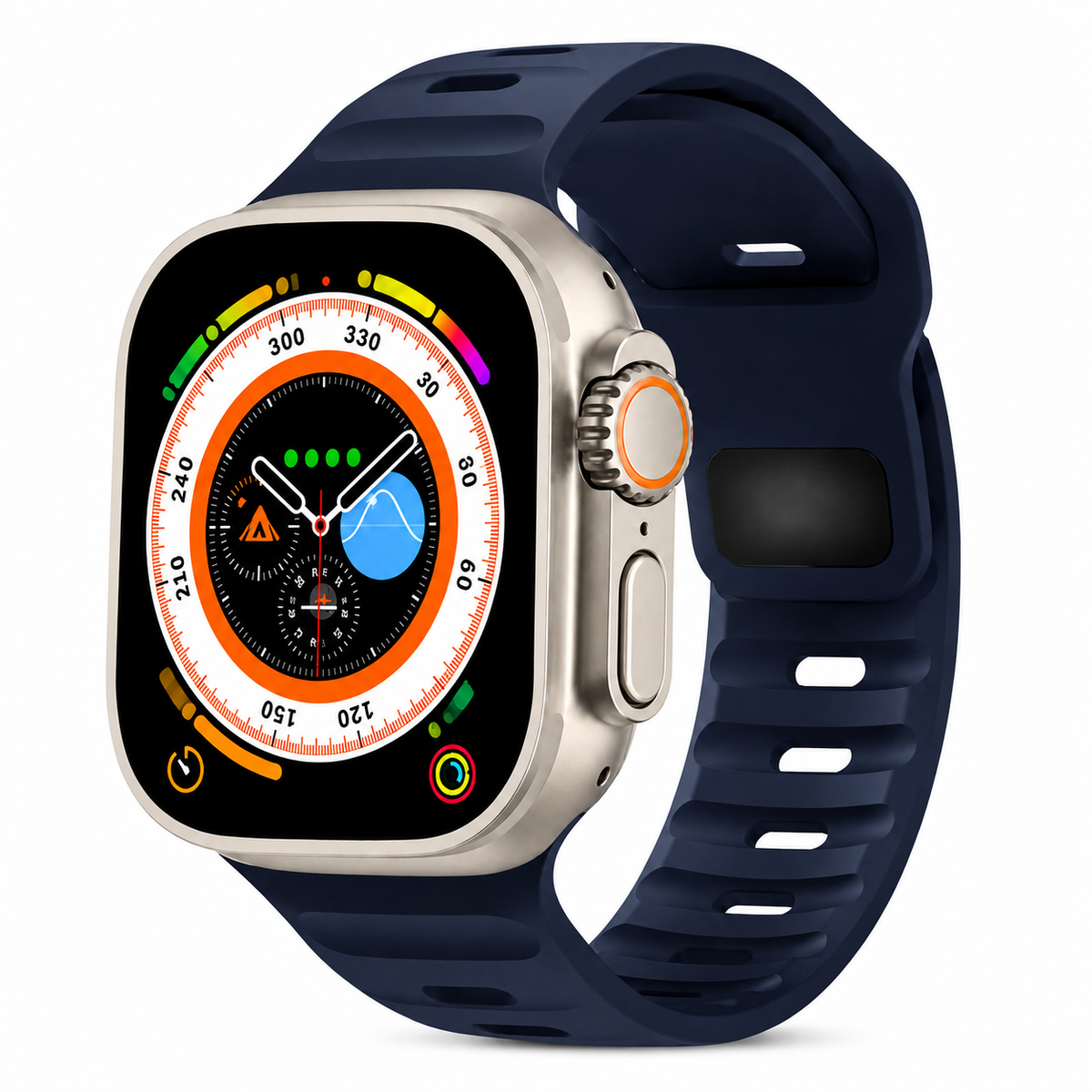 Premium Silicone Sport Watch Band Soft Waterproof Breathable Adjustable Replacement Strap Lightweight Sports Band Compatible with iPhone Everyday Wear