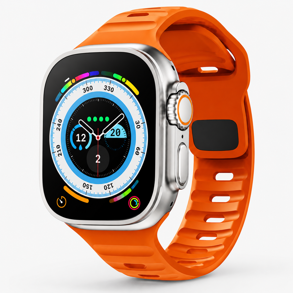 Premium Silicone Sport Watch Band Soft Waterproof Breathable Adjustable Replacement Strap Lightweight Sports Band Compatible with iPhone Everyday Wear