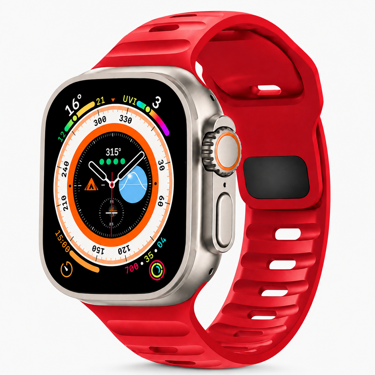 Premium Silicone Sport Watch Band Soft Waterproof Breathable Adjustable Replacement Strap Lightweight Sports Band Compatible with iPhone Everyday Wear
