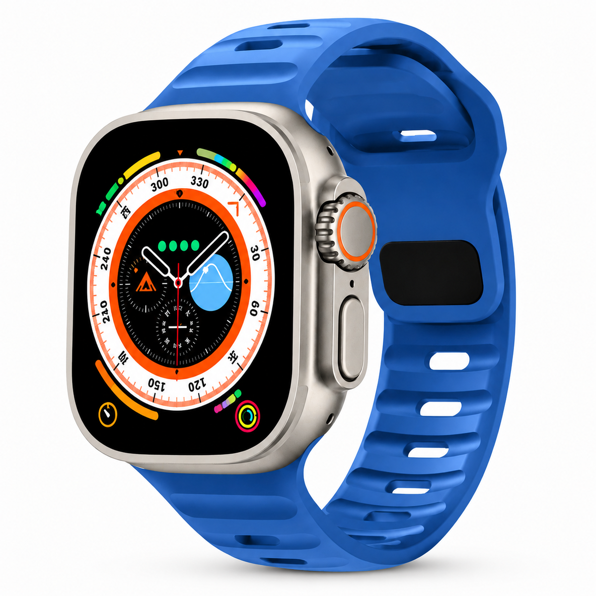 Premium Silicone Sport Watch Band Soft Waterproof Breathable Adjustable Replacement Strap Lightweight Sports Band Compatible with iPhone Everyday Wear