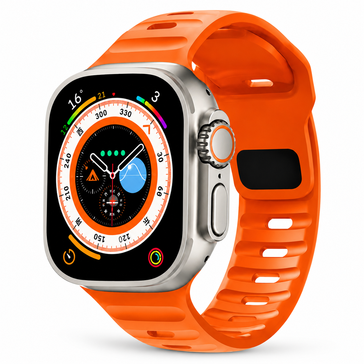 Premium Silicone Sport Watch Band Soft Waterproof Breathable Adjustable Replacement Strap Lightweight Sports Band Compatible with iPhone Everyday Wear