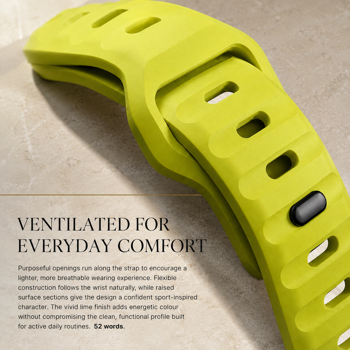 Premium Silicone Sport Watch Band Soft Waterproof Breathable Adjustable Replacement Strap Lightweight Sports Band Compatible with iPhone Everyday Wear