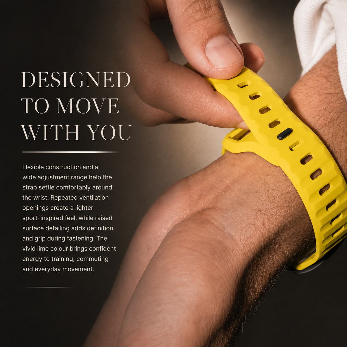 Premium Silicone Sport Watch Band Soft Waterproof Breathable Adjustable Replacement Strap Lightweight Sports Band Compatible with iPhone Everyday Wear