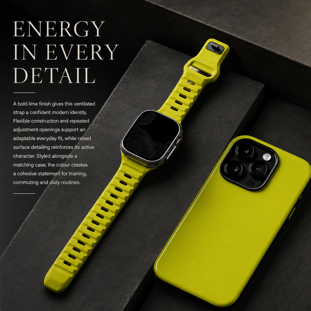 Premium Silicone Sport Watch Band Soft Waterproof Breathable Adjustable Replacement Strap Lightweight Sports Band Compatible with iPhone Everyday Wear