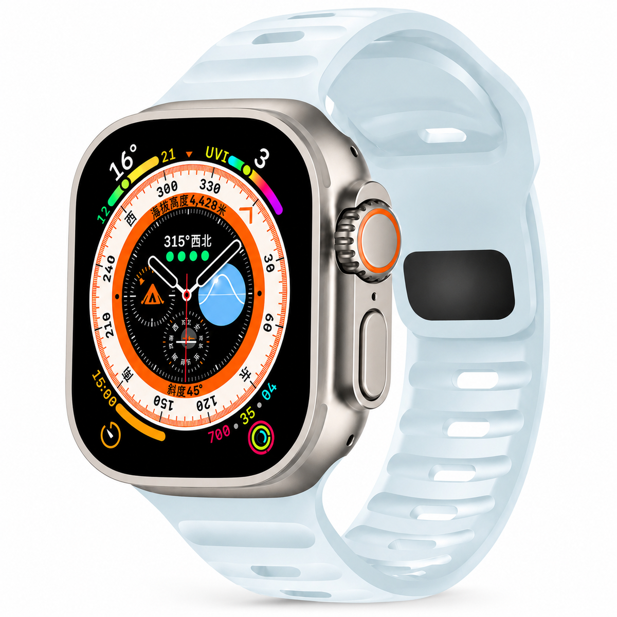 Premium Silicone Sport Watch Band Soft Waterproof Breathable Adjustable Replacement Strap Lightweight Sports Band Compatible with iPhone Everyday Wear