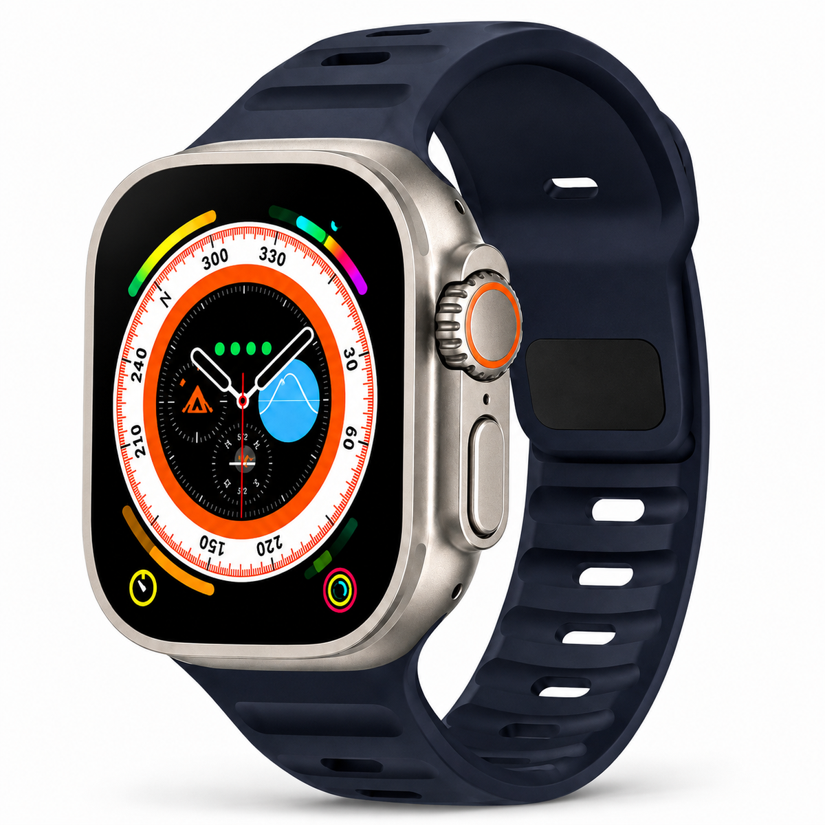 Premium Silicone Sport Watch Band Soft Waterproof Breathable Adjustable Replacement Strap Lightweight Sports Band Compatible with iPhone Everyday Wear