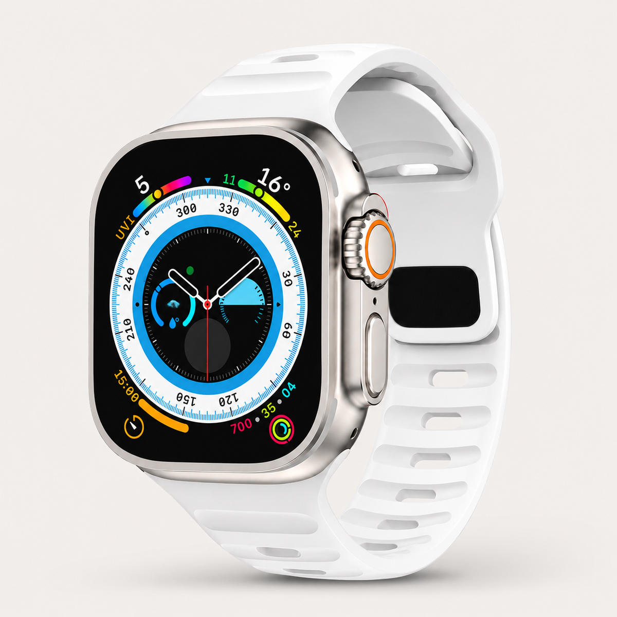 Premium Silicone Sport Watch Band Soft Waterproof Breathable Adjustable Replacement Strap Lightweight Sports Band Compatible with iPhone Everyday Wear