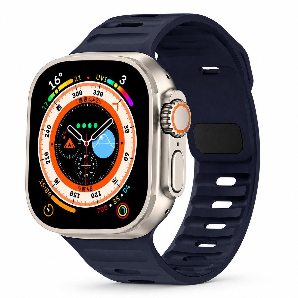 Premium Silicone Sport Watch Band Soft Waterproof Breathable Adjustable Replacement Strap Lightweight Sports Band Compatible with iPhone Everyday Wear