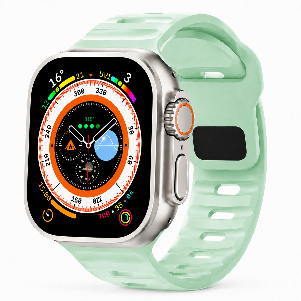 Premium Silicone Sport Watch Band Soft Waterproof Breathable Adjustable Replacement Strap Lightweight Sports Band Compatible with iPhone Everyday Wear