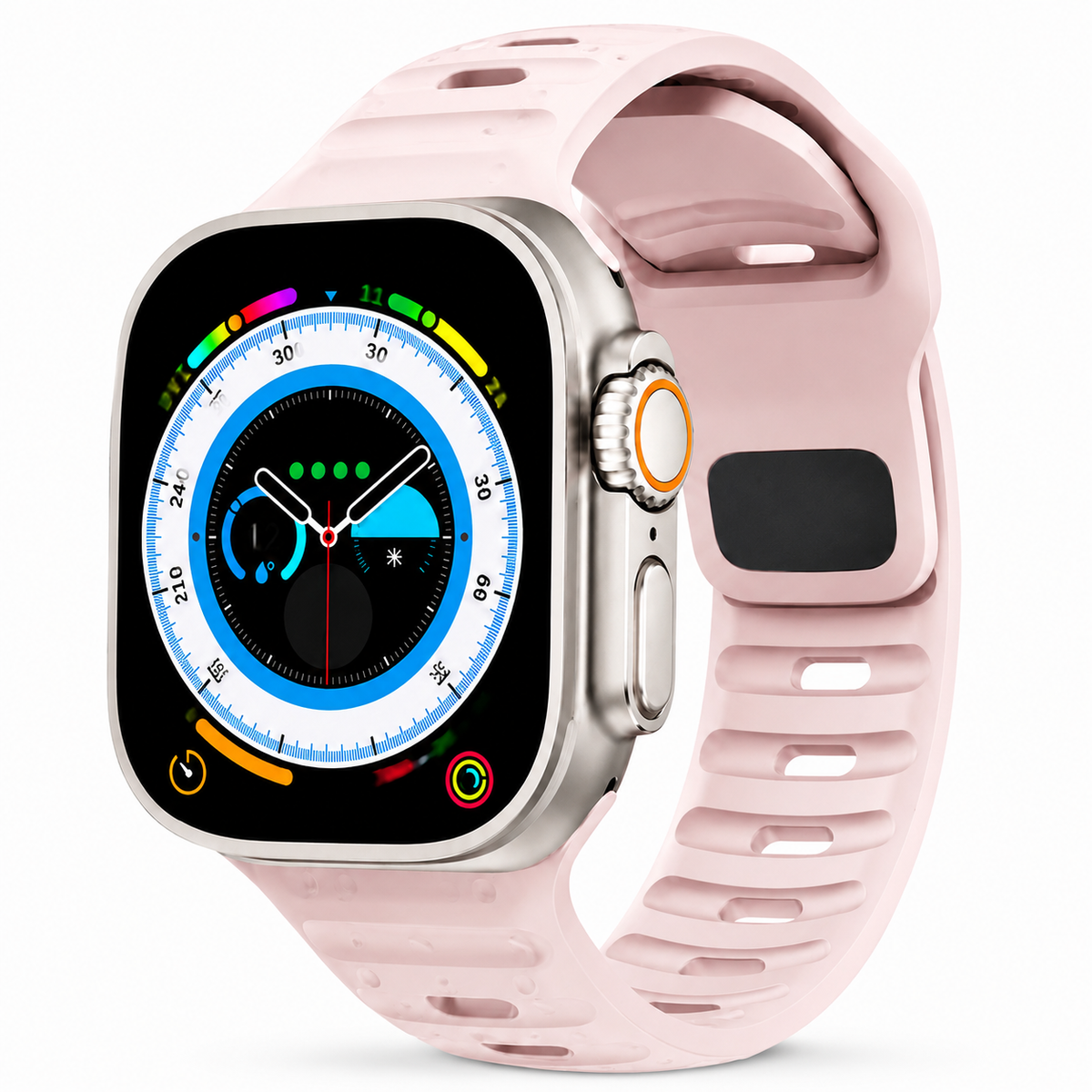 Premium Silicone Sport Watch Band Soft Waterproof Breathable Adjustable Replacement Strap Lightweight Sports Band Compatible with iPhone Everyday Wear