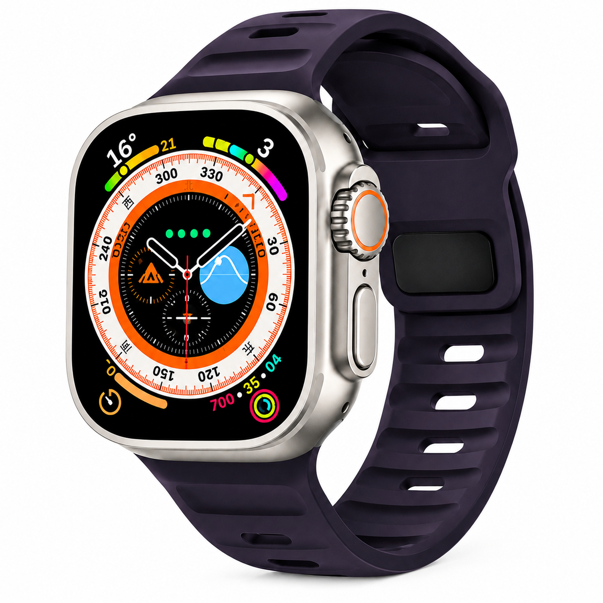 Premium Silicone Sport Watch Band Soft Waterproof Breathable Adjustable Replacement Strap Lightweight Sports Band Compatible with iPhone Everyday Wear