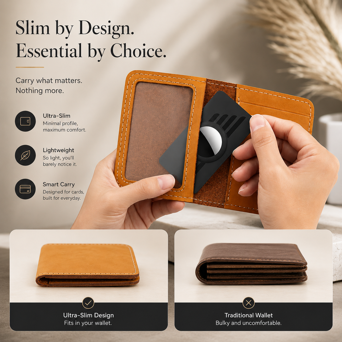 Premium Slim AirTag Wallet Case Ultra Thin Card Holder Protective Sleeve Durable ABS Anti Scratch Tracker Holder Compatible with AirTag