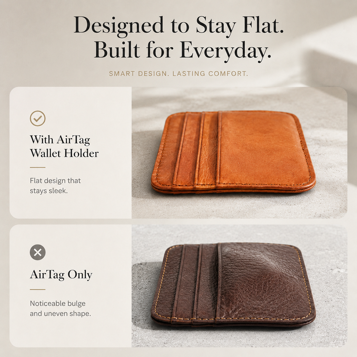 Premium Slim AirTag Wallet Case Ultra Thin Card Holder Protective Sleeve Durable ABS Anti Scratch Tracker Holder Compatible with AirTag
