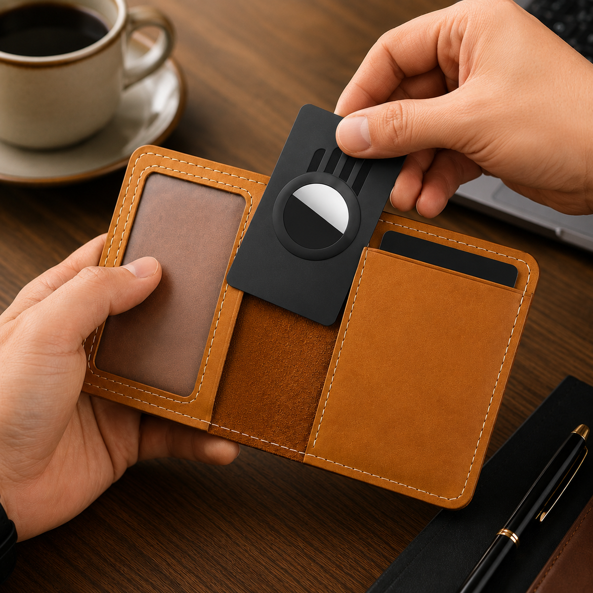 Premium Slim AirTag Wallet Case Ultra Thin Card Holder Protective Sleeve Durable ABS Anti Scratch Tracker Holder Compatible with AirTag