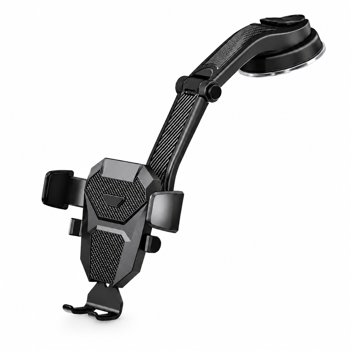 Premium Suction Cup Car Phone Holder Windshield Dashboard Mount 360 Rotating Gravity Lock GPS Stand Adjustable Telescopic Arm Compatible with iPhone