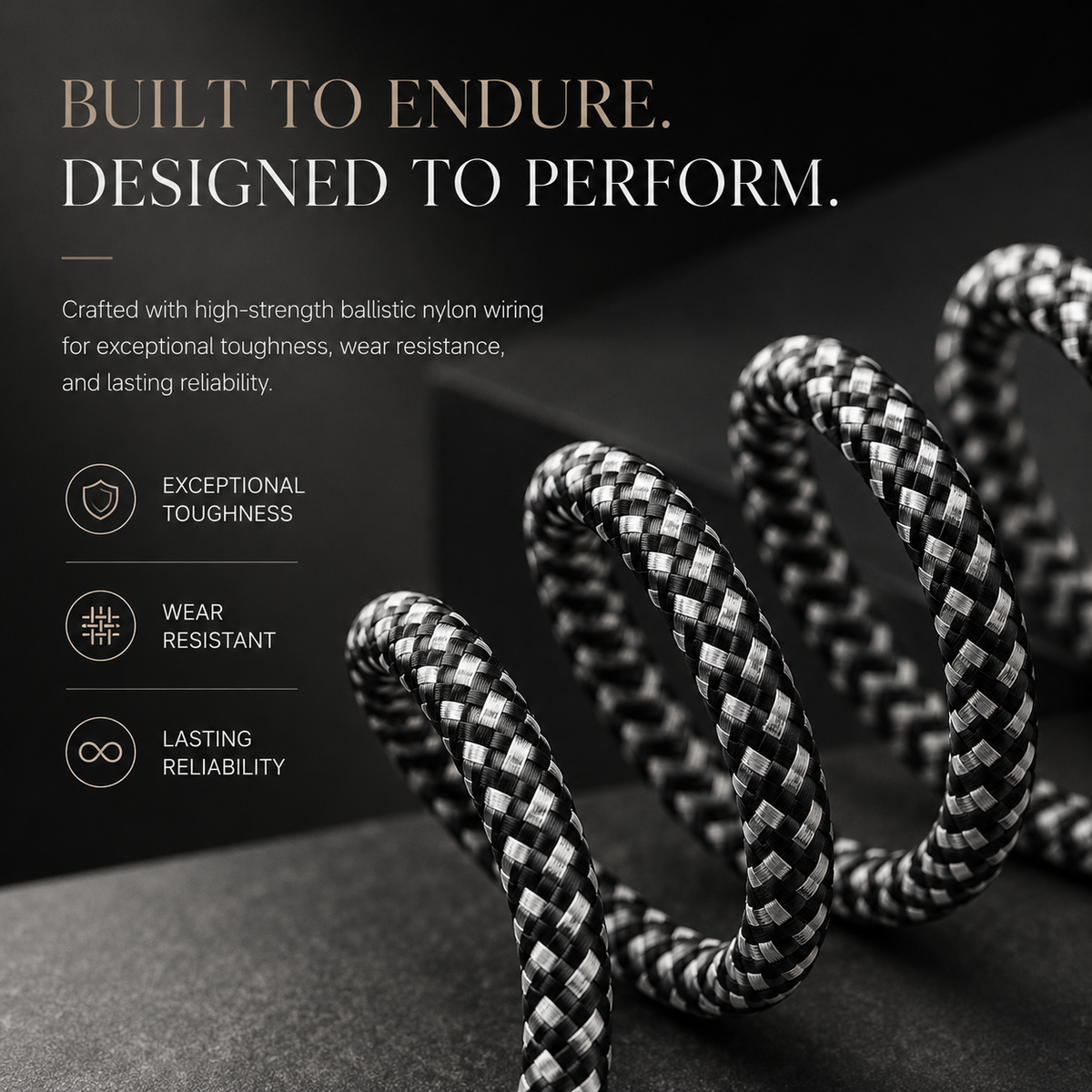Premium USB A to Lightning Charging Cable 12W Fast Charging 2.4A MFi Certified Nylon Braided Data Sync Charger Cord Tangle Resistant Compatible with iPhone