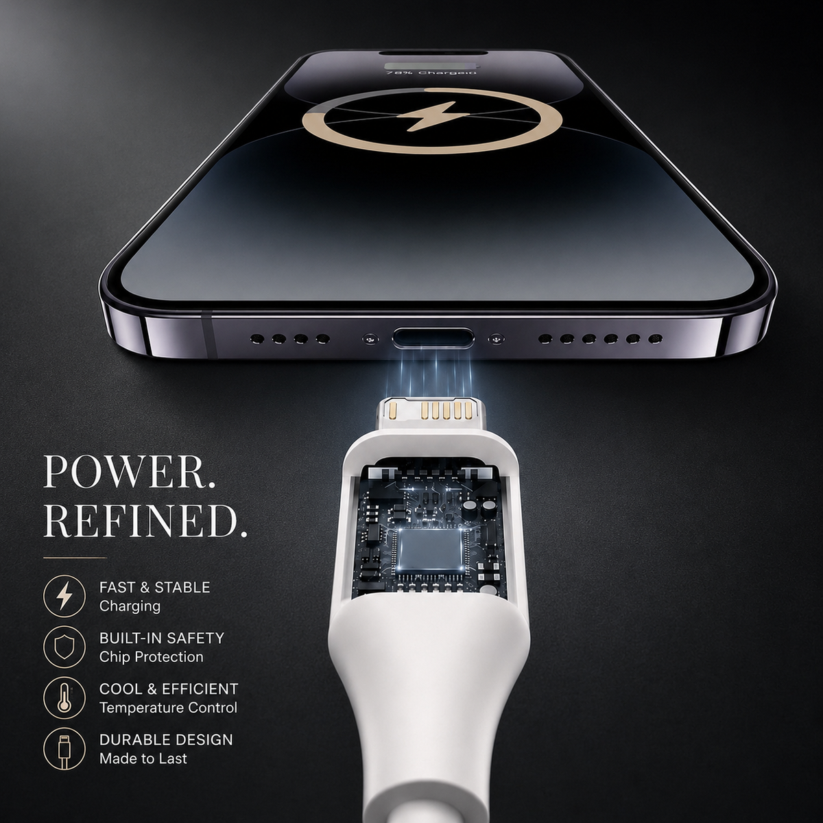 Premium USB C PD Fast Charging Cable 35W Data Sync Cord 2.4A Fast Charge TPE TPU Durable Cable Reliable Power Transfer Compatible with iPhone