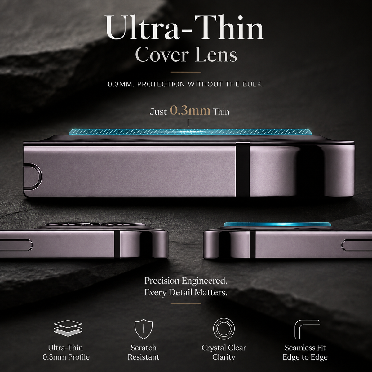 Premium Ultra Thin Camera Lens Protector 4 Pack Tempered Glass Anti Scratch Anti Fingerprint Full Coverage HD Clear Camera Cover Compatible with iPhone