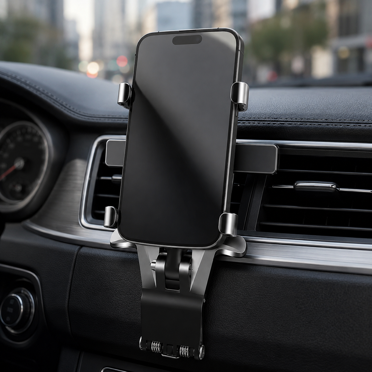 Premium Universal Car Phone Holder Mount 3 in 1 Dashboard Mirror Visor Stand 360 Rotation Anti Slip Adjustable Smartphone Holder Compatible with iPhone
