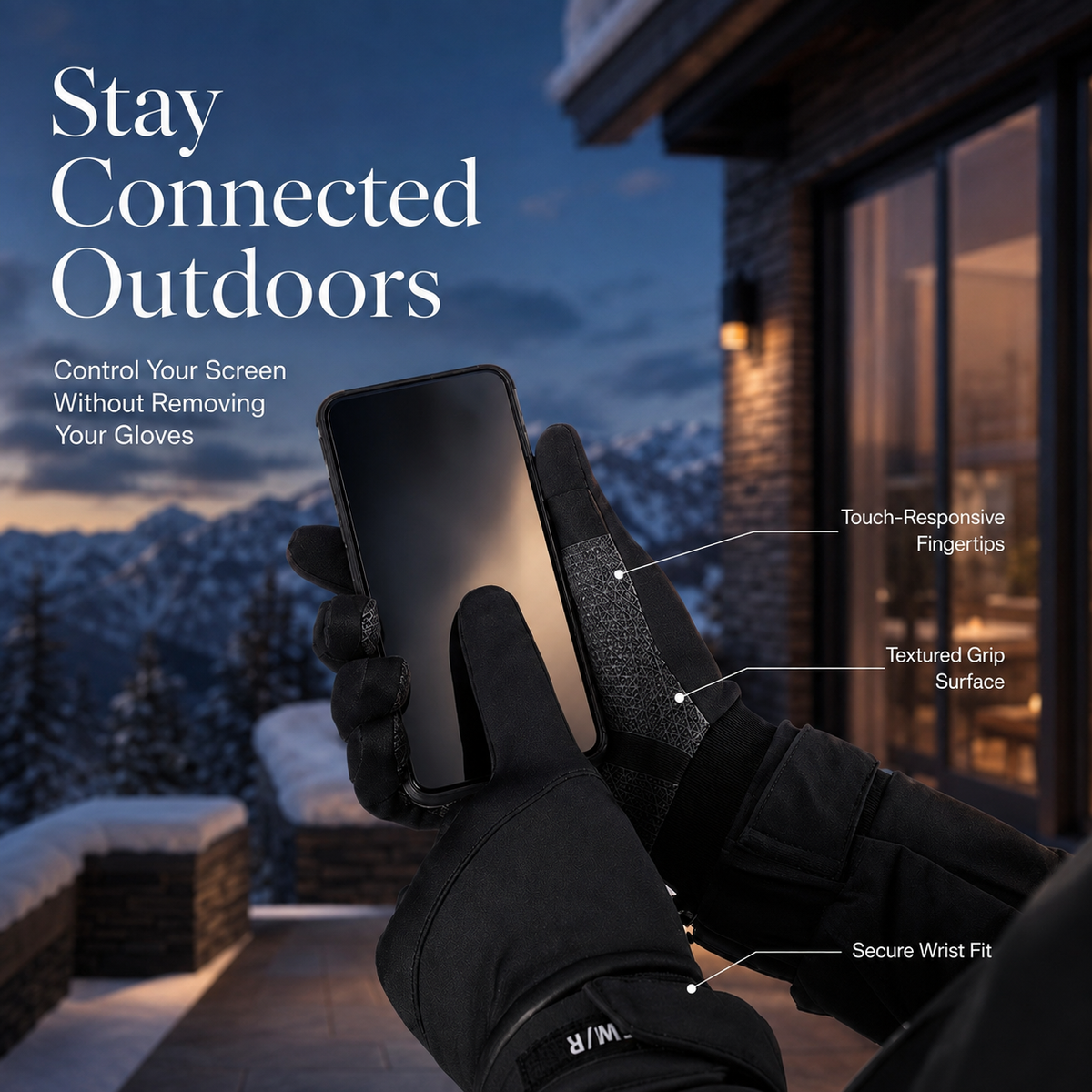 Premium Winter Cycling Gloves Waterproof Thermal Touchscreen Windproof Anti Slip 3M Insulated Sports Riding Gloves Unisex Compatible with iPhone Lined