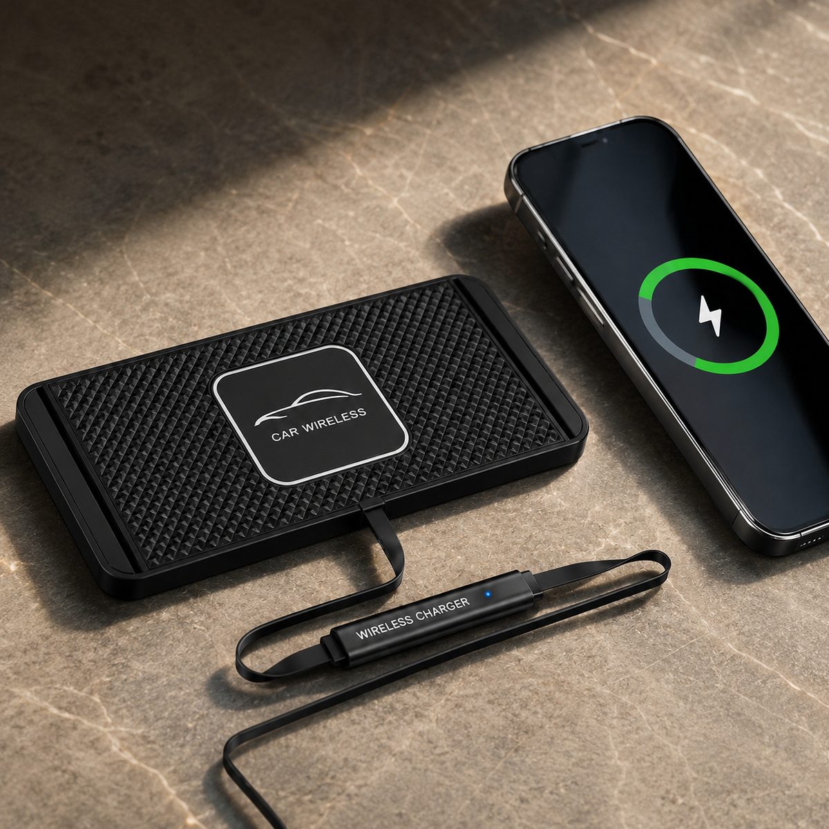 Premium Wireless Car Charger 15W Fast Wireless Charging Dashboard Phone Pad Anti Slip Silicone Cradle Dock Heat Resistant Charging Stand Compatible with iPhone