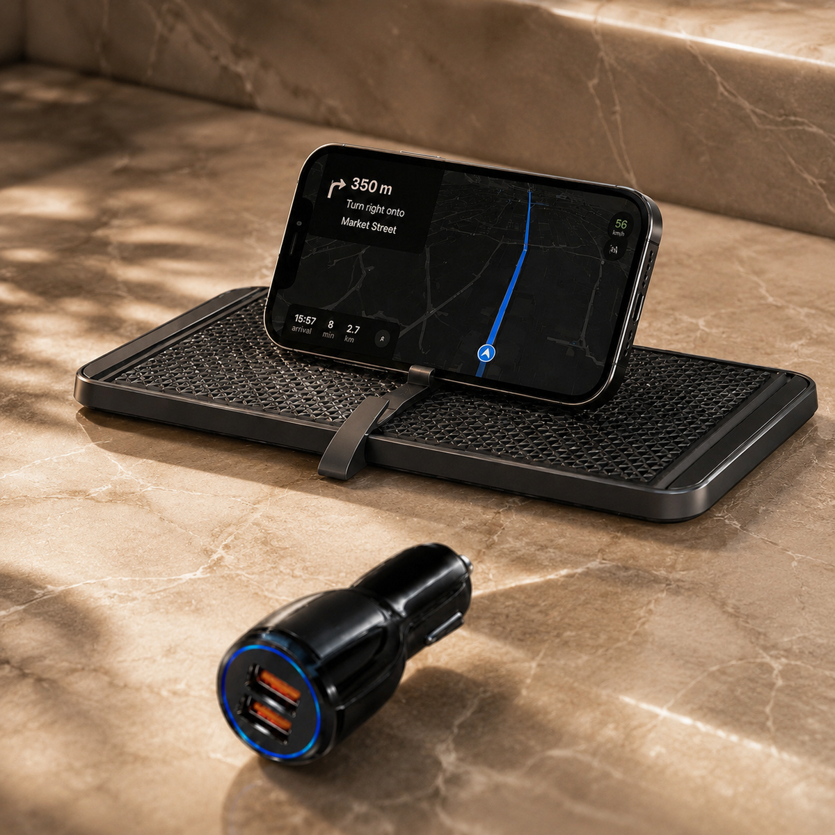 Premium Wireless Car Charger 15W Fast Wireless Charging Dashboard Phone Pad Anti Slip Silicone Cradle Dock Heat Resistant Charging Stand Compatible with iPhone