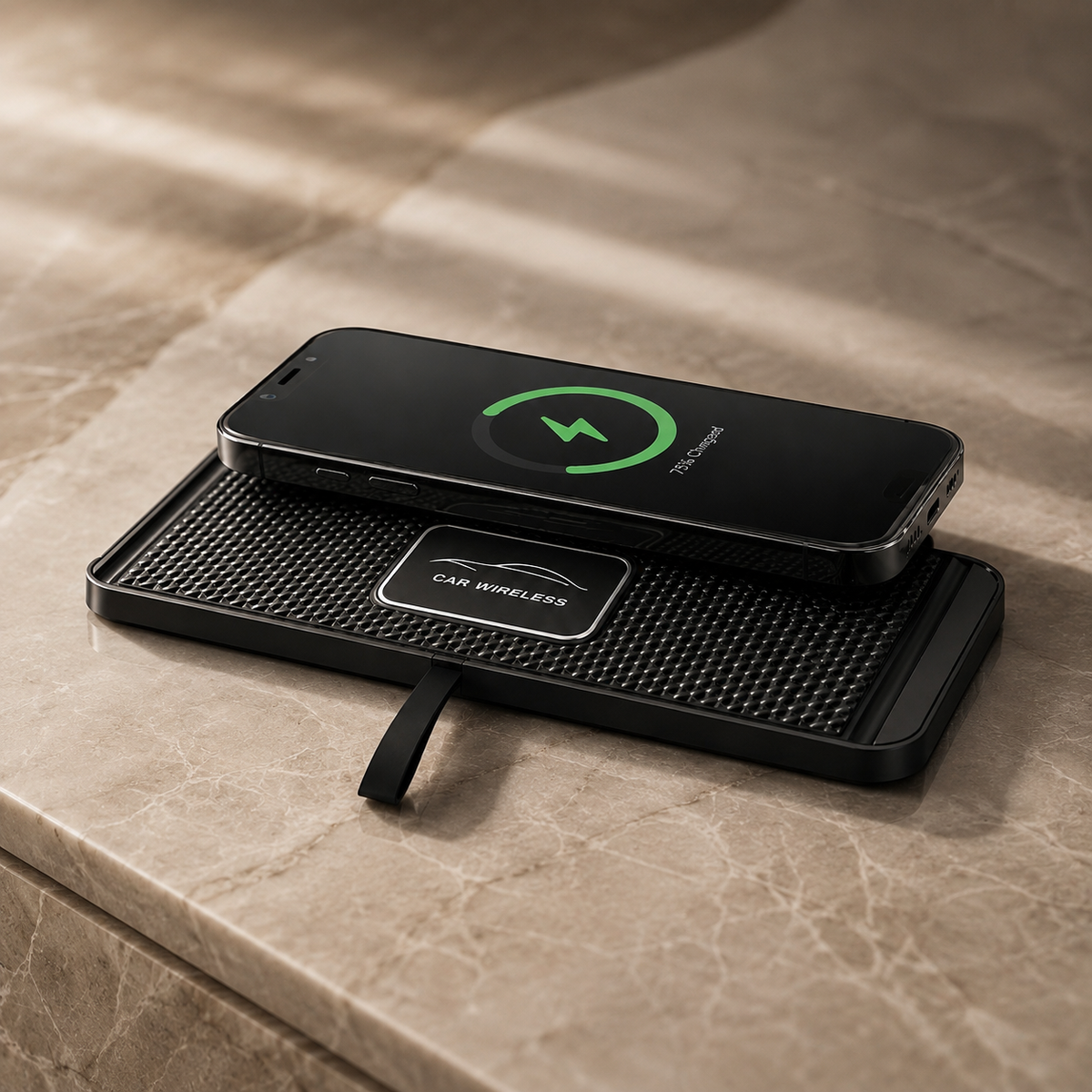 Premium Wireless Car Charger 15W Fast Wireless Charging Dashboard Phone Pad Anti Slip Silicone Cradle Dock Heat Resistant Charging Stand Compatible with iPhone