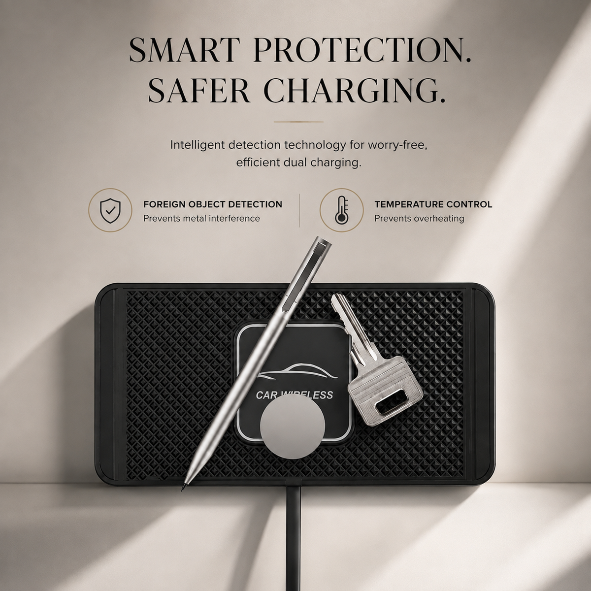 Premium Wireless Car Charger 15W Fast Wireless Charging Dashboard Phone Pad Anti Slip Silicone Cradle Dock Heat Resistant Charging Stand Compatible with iPhone