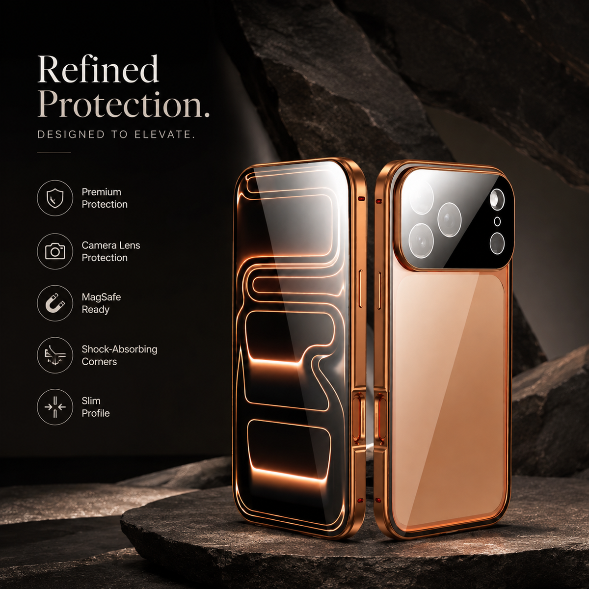 Premium iPhone Case 360 Full Protection Magnetic Glass Cover Aluminum Alloy Frame Shockproof Anti Scratch Bumper Full Coverage Camera Lens Guard Slim Design