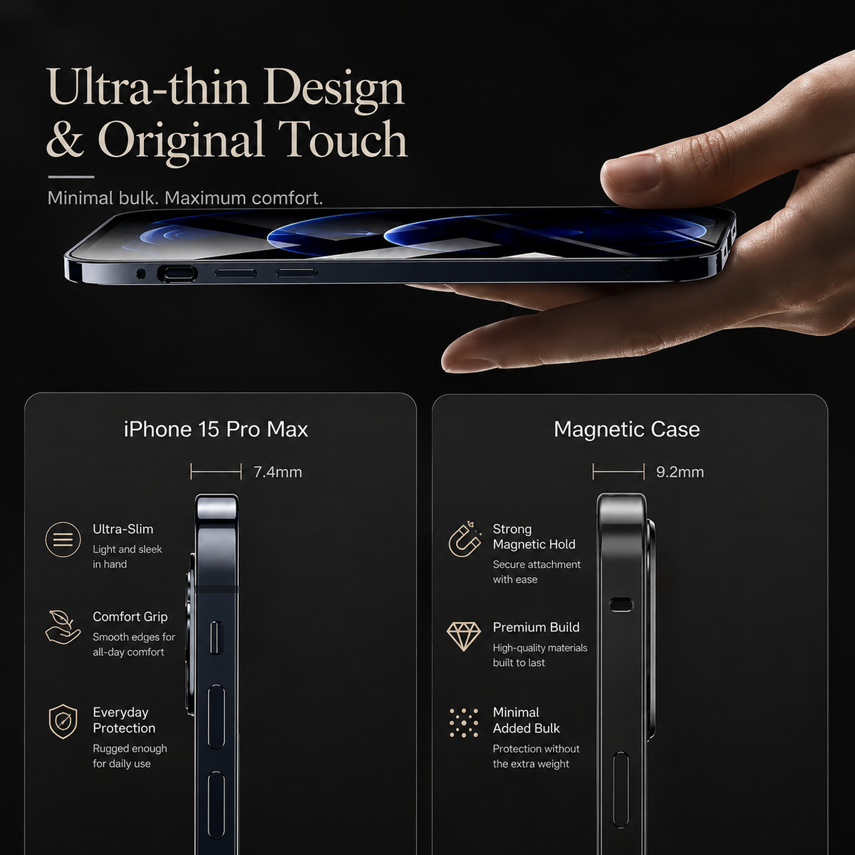 Premium iPhone Case 360 Full Protection Magnetic Glass Cover Aluminum Alloy Frame Shockproof Anti Scratch Bumper Full Coverage Camera Lens Guard Slim Design