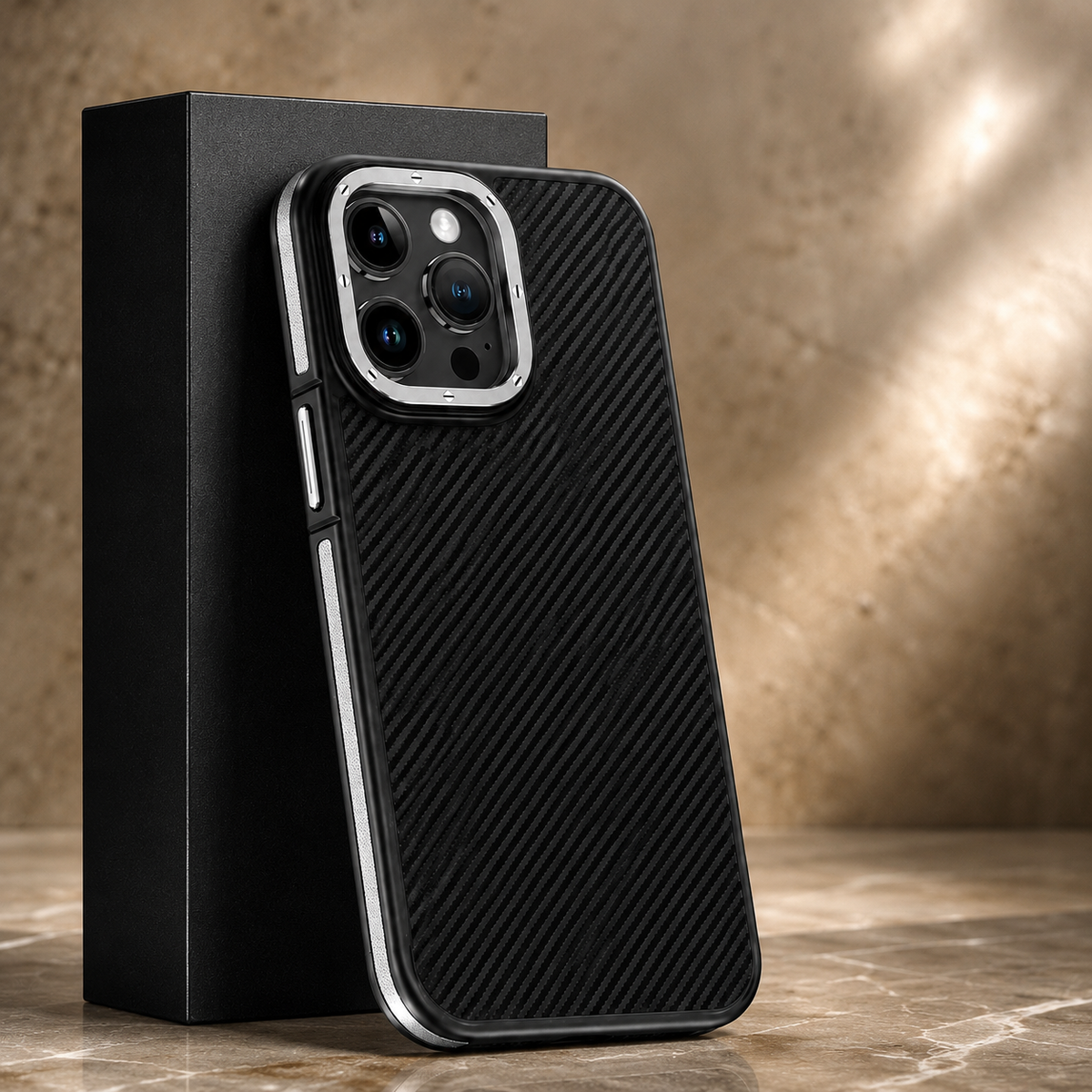 Premium iPhone Case 600D Kevlar Series Magnetic Cover Metal Camera Ring Half Wrapped Dual Layer Carbon Fiber Shockproof Slim Protective Design