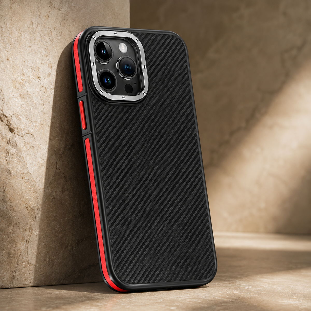 Premium iPhone Case 600D Kevlar Series Magnetic Cover Metal Camera Ring Half Wrapped Dual Layer Carbon Fiber Shockproof Slim Protective Design