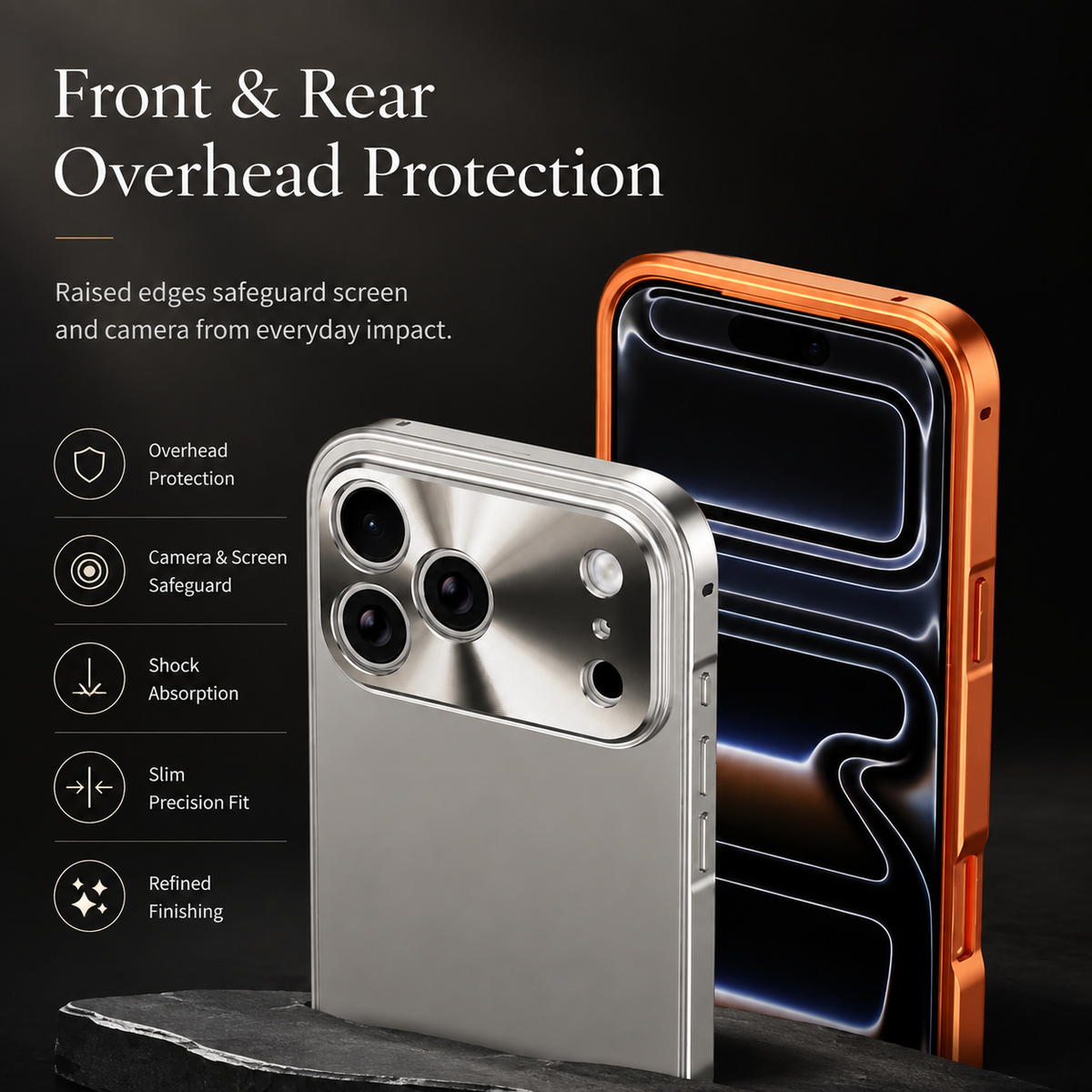 Premium iPhone Case All Aluminum Magnetic Frame Frosted PC Backplate Ultra Thin Shock Absorbing Protective Cover Camera Lens Guard Slim Durable Design