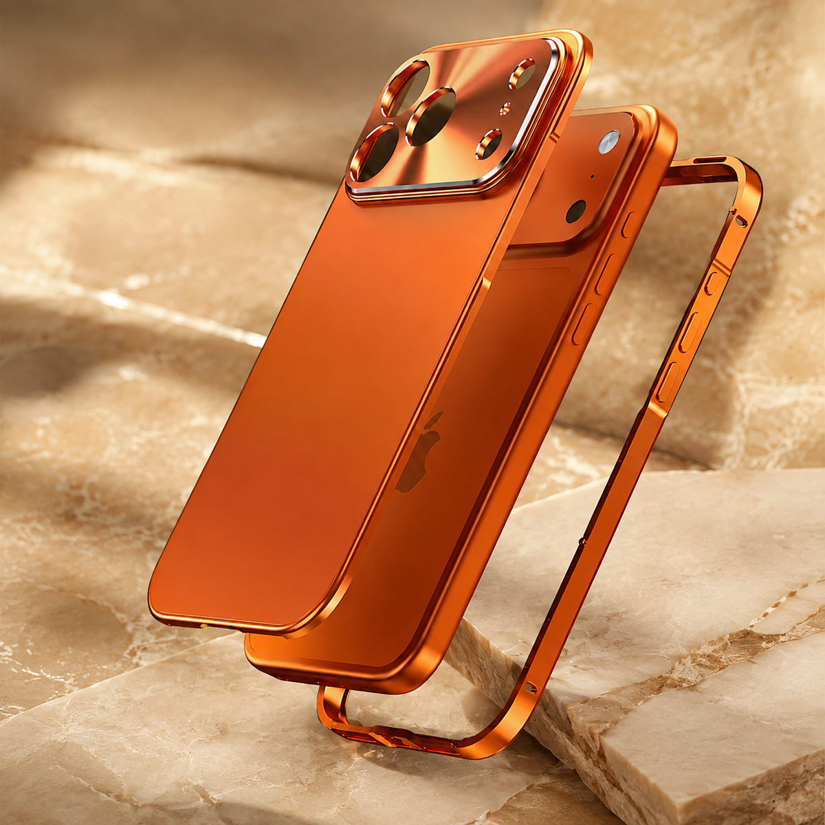 Premium iPhone Case All Aluminum Magnetic Frame Frosted PC Backplate Ultra Thin Shock Absorbing Protective Cover Camera Lens Guard Slim Durable Design