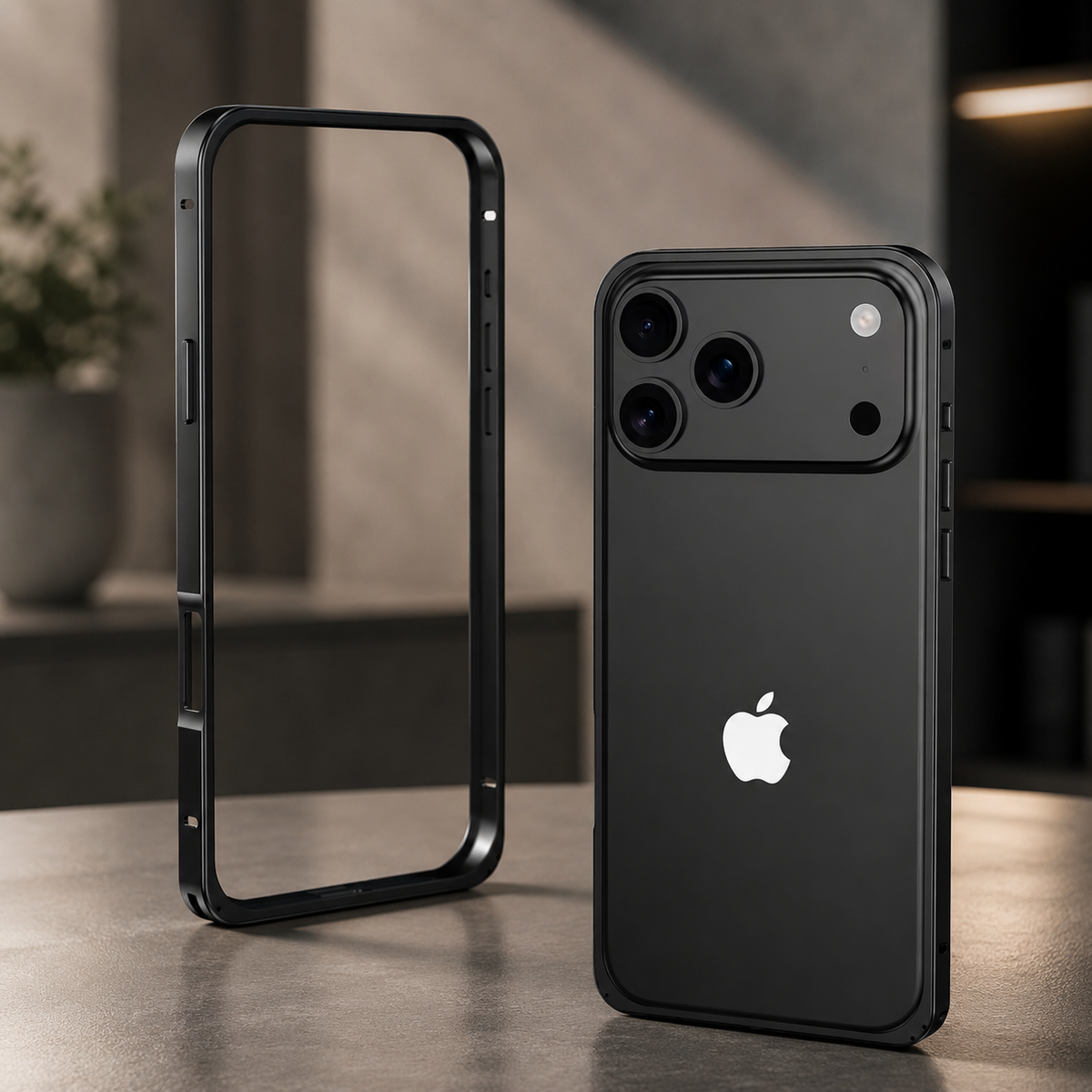 Premium iPhone Case Alloy Metal Frame Bumper Shockproof Anti Drop Matte Slim Reinforced Edge Corner Protection Lightweight Minimalist Protective Cover