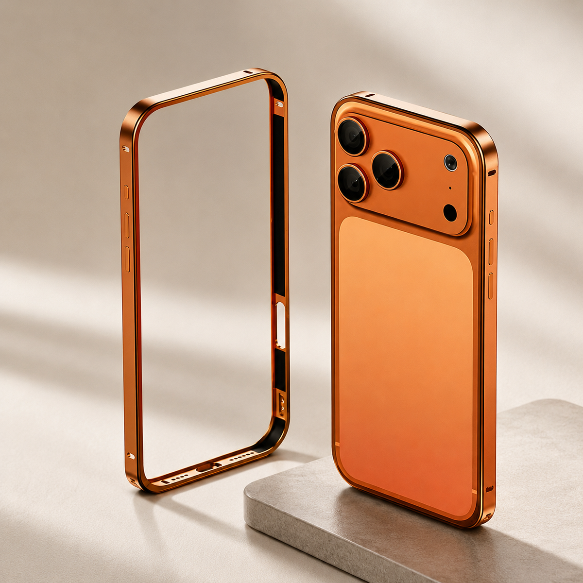 Premium iPhone Case Alloy Metal Frame Bumper Shockproof Anti Drop Matte Slim Reinforced Edge Corner Protection Lightweight Minimalist Protective Cover