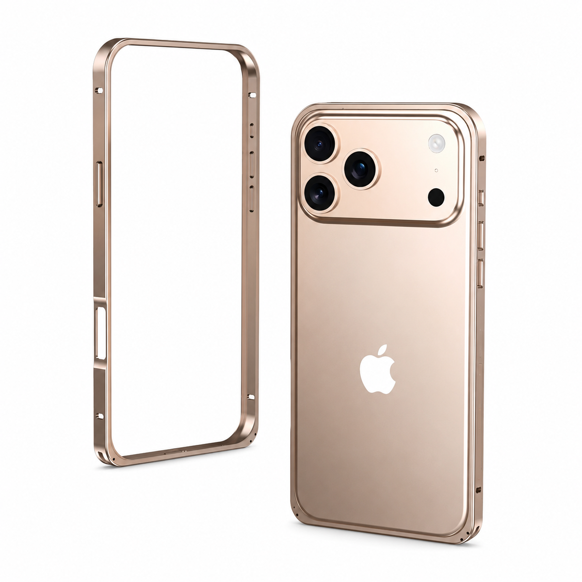 Premium iPhone Case Alloy Metal Frame Bumper Shockproof Anti Drop Matte Slim Reinforced Edge Corner Protection Lightweight Minimalist Protective Cover