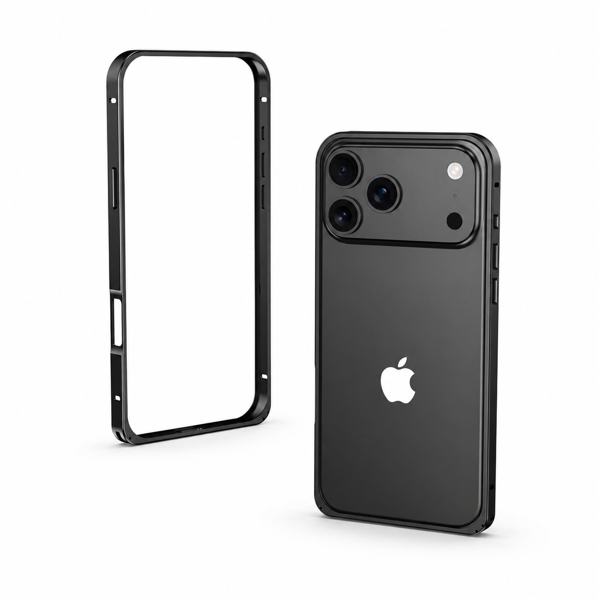 Premium iPhone Case Alloy Metal Frame Bumper Shockproof Anti Drop Matte Slim Reinforced Edge Corner Protection Lightweight Minimalist Protective Cover