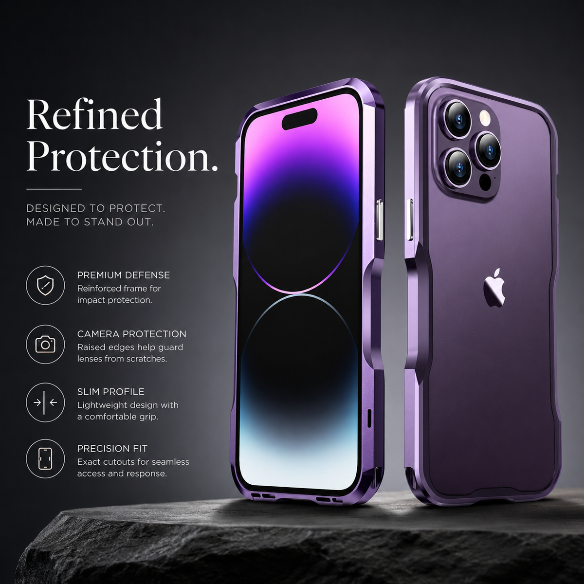 Premium iPhone Case Aluminum Alloy Armor Metal Bumper Shockproof Protective Frame Anti Scratch Anti Fingerprint Slim Reinforced Edge Protection Cover Case
