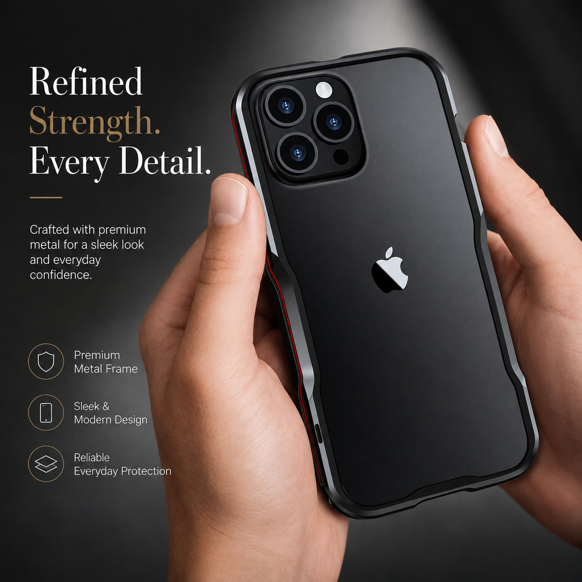 Premium iPhone Case Aluminum Alloy Armor Metal Bumper Shockproof Protective Frame Anti Scratch Anti Fingerprint Slim Reinforced Edge Protection Cover Case