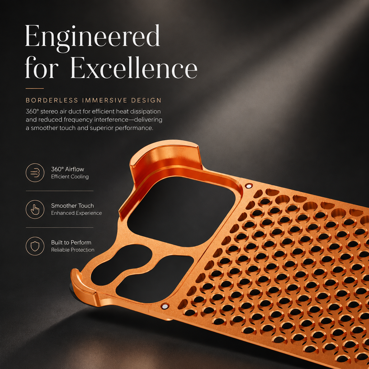 Premium iPhone Case Aluminum Alloy Borderless Frame Honeycomb Heat Dissipation Shockproof Metal Bumper Silicone Non Slip Lightweight Protective Cover