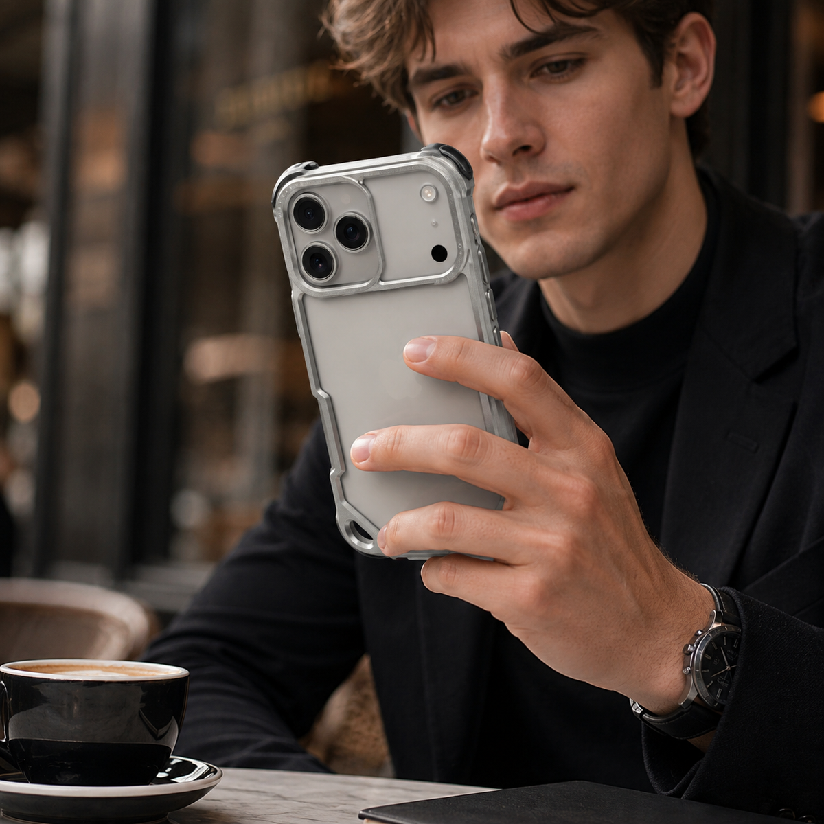 Premium iPhone Case Aluminum Alloy Bumper Ultra Thin Shockproof Protective Cover Open Back Wireless Charging Slim Lightweight Reinforced Edge Frame