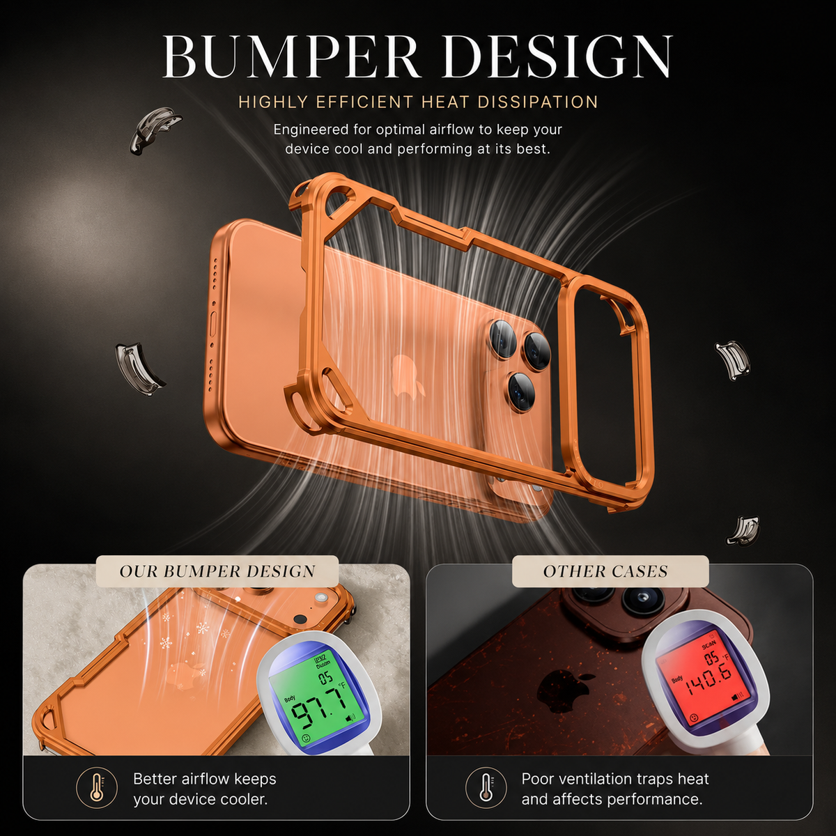 Premium iPhone Case Aluminum Alloy Bumper Ultra Thin Shockproof Protective Cover Open Back Wireless Charging Slim Lightweight Reinforced Edge Frame
