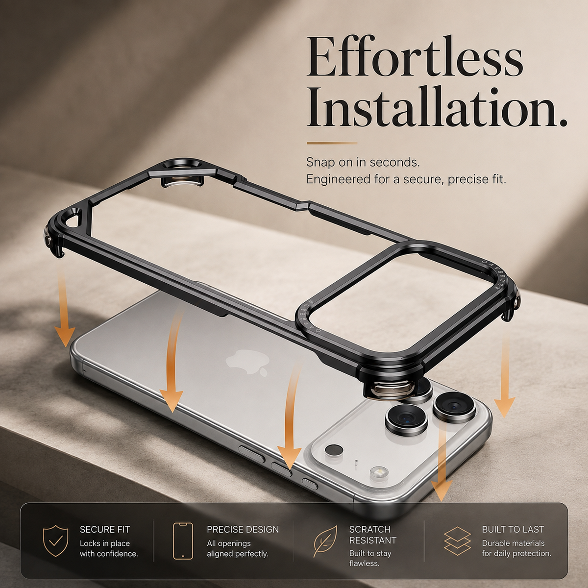 Premium iPhone Case Aluminum Alloy Bumper Ultra Thin Shockproof Protective Cover Open Back Wireless Charging Slim Lightweight Reinforced Edge Frame