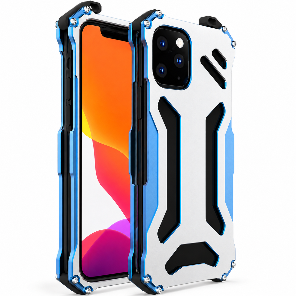 Premium iPhone Case Aluminum Alloy Metal Armor Cover Military Grade Shockproof Cooling Design Anti Scratch Protection Camera Lens Guard Rugged Slim Design
