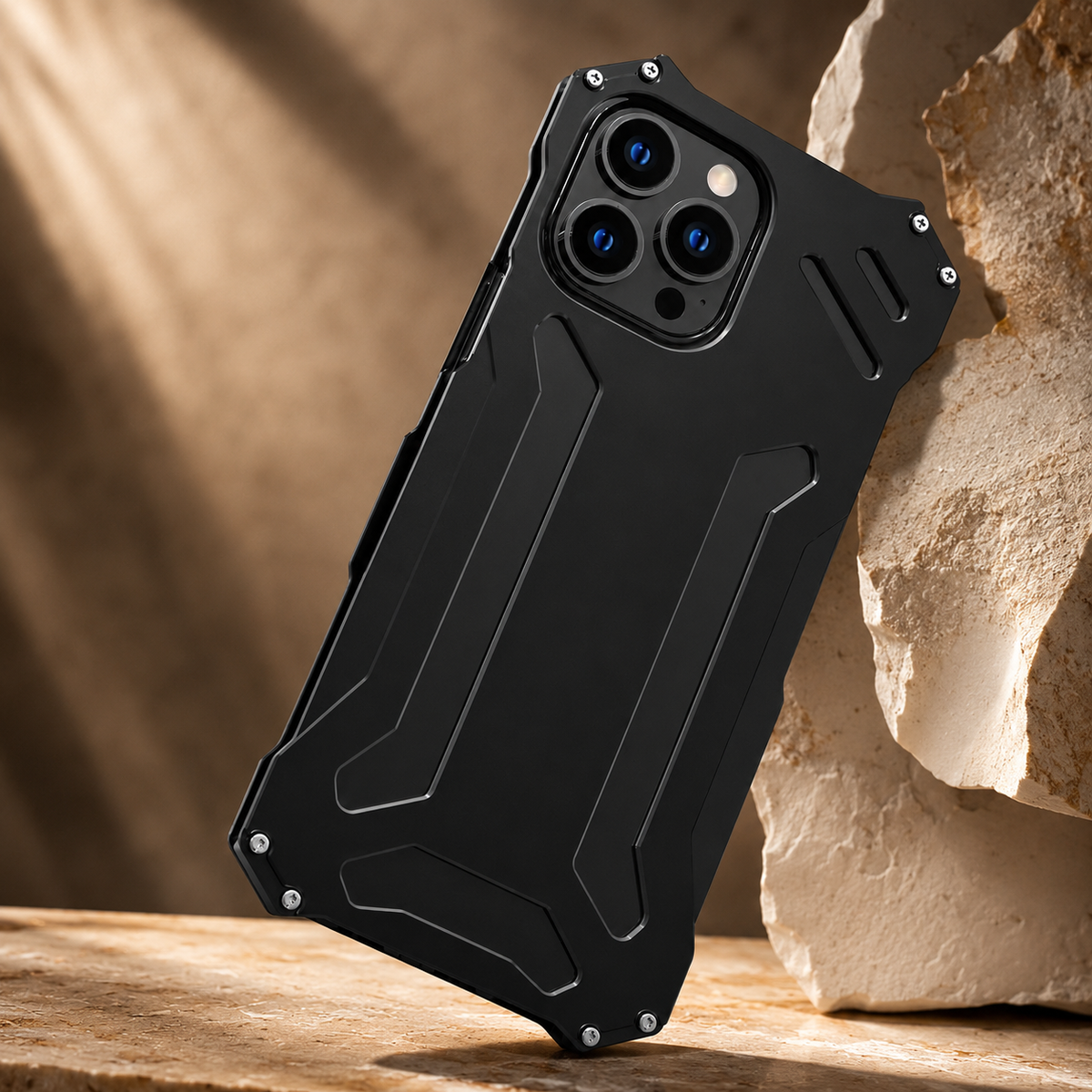 Premium iPhone Case Aluminum Alloy Metal Armor Cover Military Grade Shockproof Cooling Design Anti Scratch Protection Camera Lens Guard Rugged Slim Design