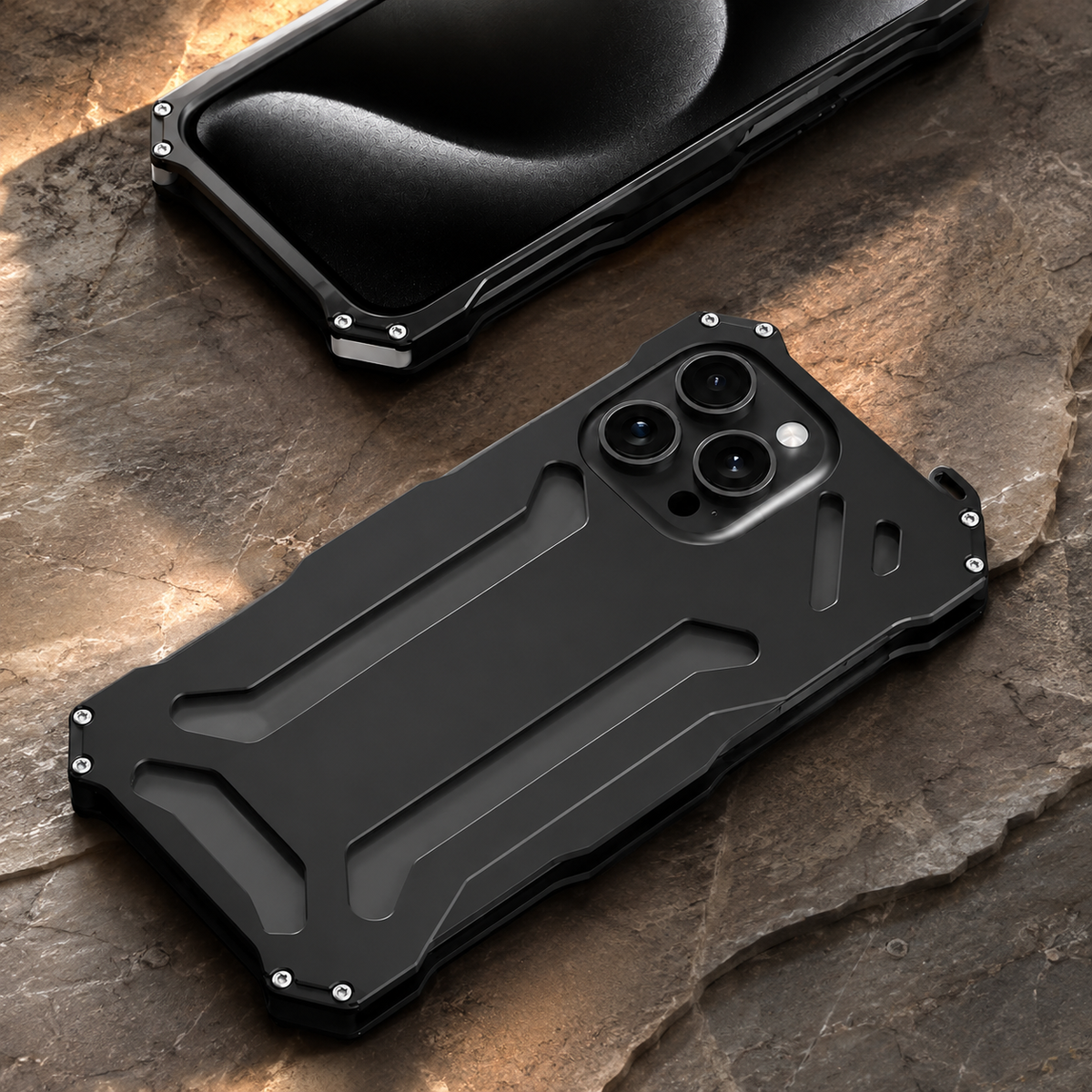 Premium iPhone Case Aluminum Alloy Metal Armor Cover Military Grade Shockproof Cooling Design Anti Scratch Protection Camera Lens Guard Rugged Slim Design