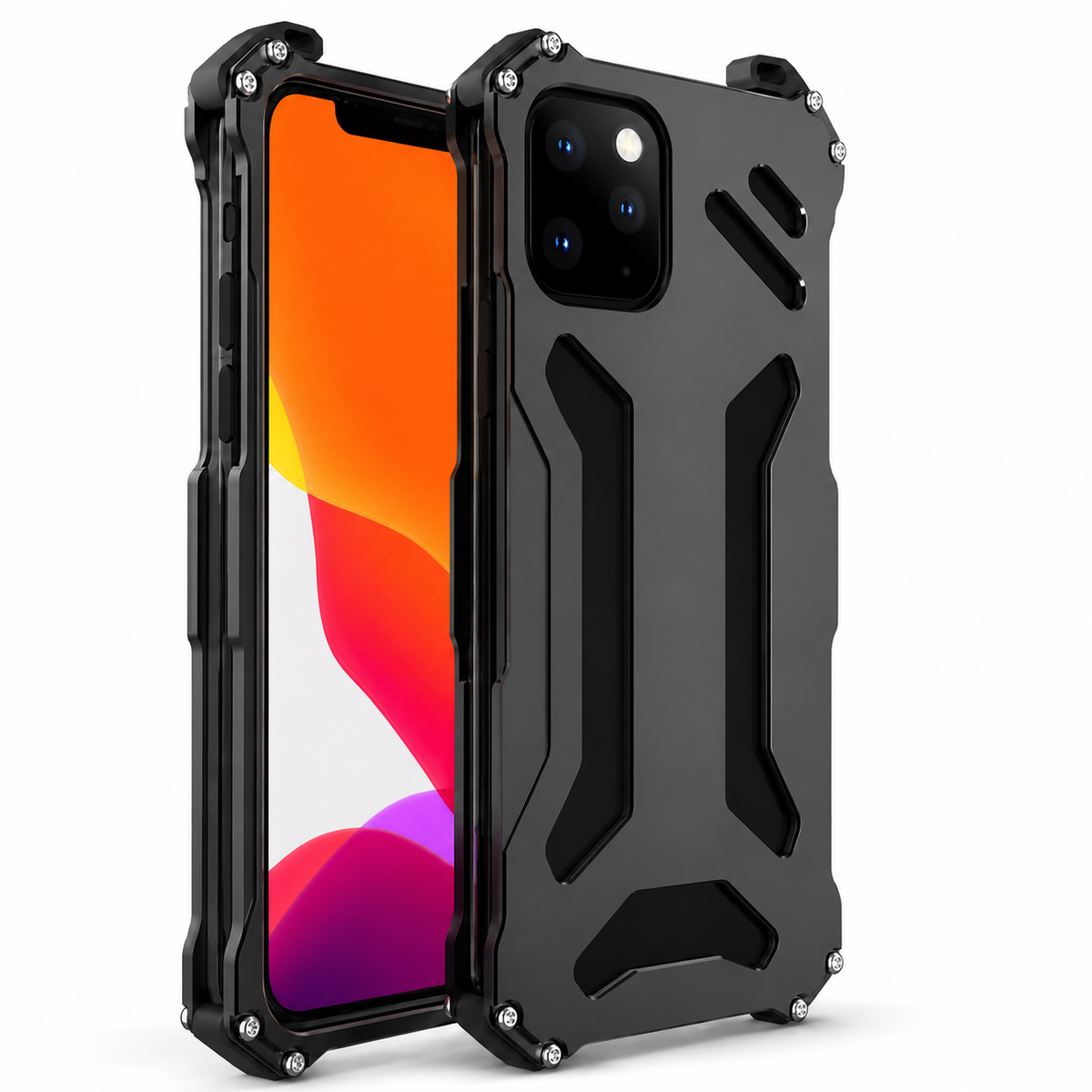 Premium iPhone Case Aluminum Alloy Metal Armor Cover Military Grade Shockproof Cooling Design Anti Scratch Protection Camera Lens Guard Rugged Slim Design