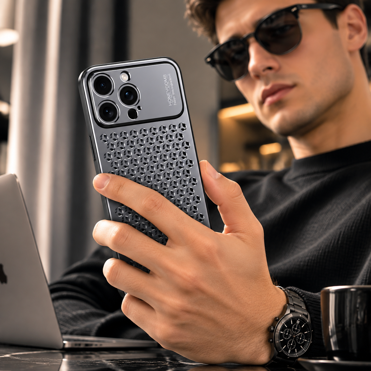 Premium iPhone Case Aluminum Alloy Metal Frame Breathable Back Protective Cover Ultra Thin Anti Scratch Anti Fingerprint Slim Lightweight Heat Dissipation